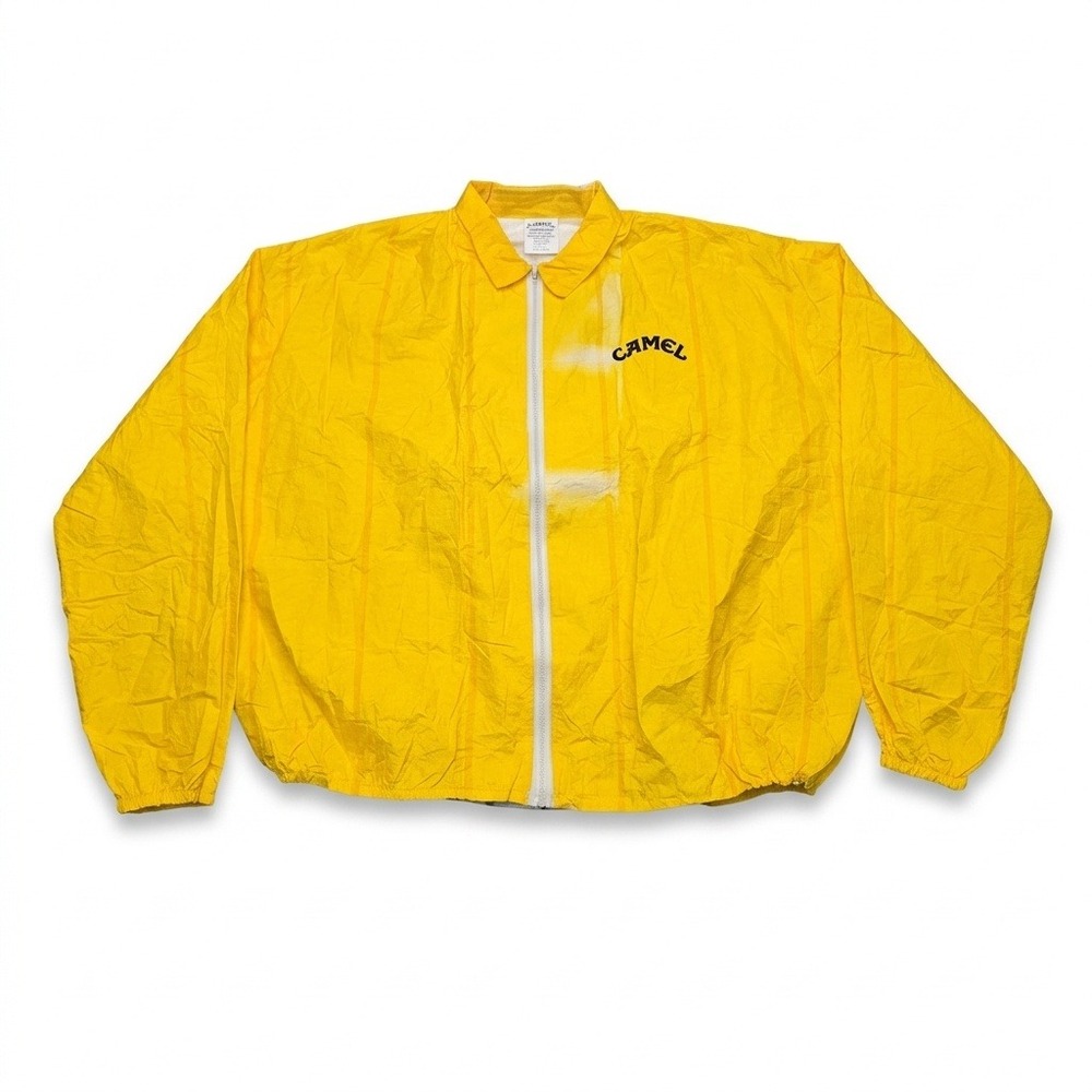 Vintage 90s Camel Joe Cigarettes Tyvek Windbreaker‎ Jacket Yellow Large/XL Promo